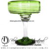 Copa Margarita con Vaso Borde Espiral y Pie de Color Verde Lima, Light Green, Artesanías de Vidrio Soplado, Fabrica de Vidrio - Blown Glass Factory Store Tequila Shot Drunk Handmade