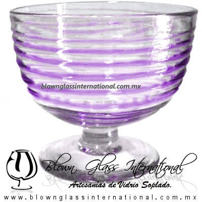 Copa Media Naranja Postre Espiral Color Morado, Purple, Artesanías de Vidrio Soplado, Fabrica de Vidrio - Blown Glass Factory Store Copa Media Naranja Postre Espiral Color Morado, Purple, Artesanías de Vidrio Soplado, Fabrica de Vidrio - Blown Glass Factory Store