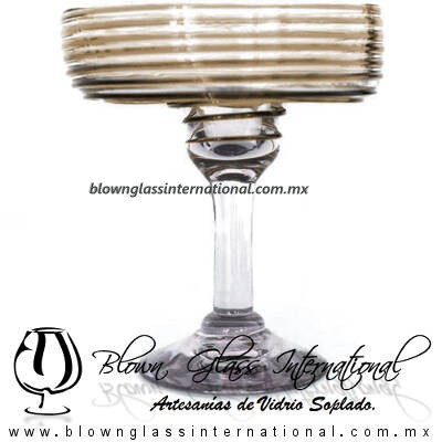 Copa Margarita Vaso Espiral de Color Chocolate Brown, Artesanías de Vidrio Soplado, Fabrica de Vidrio - Blown Glass Factory Store Tequila Shot Drunk Handmade