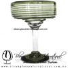 Copa Margarita Yulin Borde Espiral y Pie de Color Verde Olivo, Olive Green, Artesanías de Vidrio Soplado - Blown Glass Margarita Cup Handmade