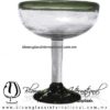 Copa Margarita Media Naranja Borde y pie de color Verde Olivo, Olive Green, Artesanías de Vidrio Soplado - Blown Glass Factory store cup water glass Handmade