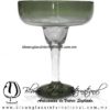 Copa Margarita Vaso desvanecido y Pie de Color Verde Olivo, Olive Green, Artesanías de Vidrio Soplado, Fabrica de Vidrio - Blown Glass Factory Store Tequila Shot Drunk Handmade