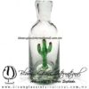 Licorera Cilíndrica con figura de Cactus Verde jade, Green, Artesanías de fabrica de vidrio soplado artesanal fino - Blown Glass Factory Store Bottles tequila handmade,