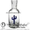 Licorera Cilíndrica con figura de Cactus Azul Cobalto, Artesanías de fabrica de vidrio soplado artesanal fino - Blown Glass Factory Store Bottles tequila handmade,