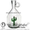 Licorera Barril con Asa y figura de Cactus Verde Jade, Artesanías de fabrica de vidrio soplado artesanal fino - Blown Glass Factory Store Bottles tequila handmade,