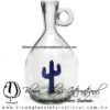 Licorera Barril con Asa y figura de Cactus Azul Cobalto, Artesanías de fabrica de vidrio soplado artesanal fino - Blown Glass Factory Store Bottles tequila handmade,