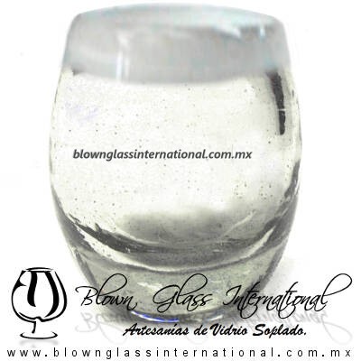 Tequilero Shot Barril Borde de Color Blanco, White, Artesanías de Vidrio Soplado, Fabrica de Vidrio - Blown Glass Factory Store Tequila Shot Drunk Handmade