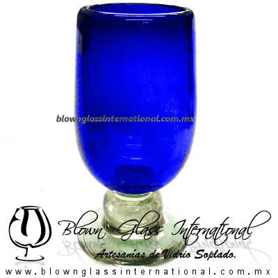 Copa Pingüino Tallo Bola Sólido de Color Azul Cobalto, Cobalt Blue, Artesanías de Vidrio Soplado - Blown Glass Copa Pingüino Tallo Bola Sólido de Color Azul Cobalto, Cobalt Blue, Artesanías de Vidrio Soplado - Blown Glass