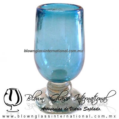 Copa Pingüino Tallo Bola Sólido de Color Azul Aguamarina, Aqua Blue, Artesanías de Vidrio Soplado - Blown Glass Copa Pingüino Tallo Bola Sólido de Color Azul Aguamarina, Aqua Blue, Artesanías de Vidrio Soplado - Blown Glass