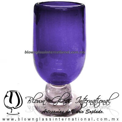 Copa Pingüino Tallo Bola Sólido de Color Morado, Purple, Artesanías de Vidrio Soplado - Blown Glass Copa Pingüino Tallo Bola Sólido de Color Morado, Purple, Artesanías de Vidrio Soplado - Blown Glass