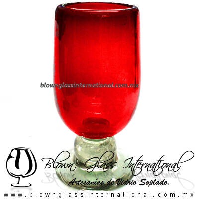Copa Pingüino Tallo Bola Sólido de Color Rojo, Red, Artesanías de Vidrio Soplado - Blown Glass Copa Pingüino Tallo Bola Sólido de Color Rojo, Red, Artesanías de Vidrio Soplado - Blown Glass