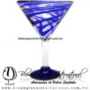 Copa Martini Hilo Jalado y Pie de Color Azul Cobalto, Cobalt Blue, Artesanías de Vidrio Soplado - Blown Glass