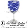 Copa Vino Hilo Jalado de Color Azul Cobalto, Fábrica de Vidrio Soplado Artesanal, made in México - Blown Glass Factory Store Tonala, Handcraft, Handmade.
