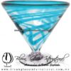 Copa Martini Postre Borde e Hilo Jalado de Color Aguamarina, Aqua Blue, Artesanías de Vidrio Soplado - Blown Glass