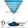 Copa Martini Espiral Borde y Pie de Color Azul Aguamarina, Aqua Blue, Artesanías de Vidrio Soplado - Blown Glass