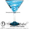 Copa Martini Hilo Jalado y Pie de Color Azul Aguamarina, Aqua Blue, Artesanías de Vidrio Soplado - Blown Glass