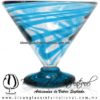 Copa Martini Postre Hilo Jalado y Pie de Color Azul Aguamarina, Aqua Blue, Artesanías de Vidrio Soplado - Blown Glass