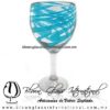 Copa Vino Hilo Jalado de Color Aguamarina, Fábrica de Vidrio Soplado Artesanal, made in México - Blown Glass Factory Store Tonala, Handcraft, Handmade.