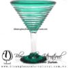 Copa Martini Espiral Borde y Pie de Color Azul Turquesa, Teal Blue, Artesanías de Vidrio Soplado - Blown Glass