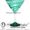 Copa Martini Hilo Jalado y Pie de Color Azul Turquesa, Teal Blue, Artesanías de Vidrio Soplado - Blown Glass
