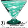 Copa Martini Postre Hilo Jalado y Pie de Color Azul Turquesa, Teal Blue, Artesanías de Vidrio Soplado - Blown Glass