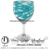 Copa Vino Hilo Jalado de Color Azul Turquesa, Teal, Fábrica de Vidrio Soplado Artesanal, made in México - Blown Glass Factory Store Tonala, Handcraft, Handmade.