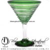 Copa Martini Espiral Borde y Pie de Color Verde Jade, Dark Green, Artesanías de Vidrio Soplado - Blown Glass