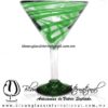 Copa Martini Hilo Jalado y Pie de Color Verde Jade, Dark Green, Artesanías de Vidrio Soplado - Blown Glass