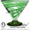 Copa Martini Postre Hilo Jalado y Pie de Color Verde Jade, Dark Green, Artesanías de Vidrio Soplado - Blown Glass