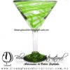 Copa Martini Hilo Jalado y Pie de Color Verde Lima, Light Green, Artesanías de Vidrio Soplado - Blown Glass