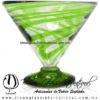 Copa Martini Postre Hilo Jalado y Pie de Color Verde Lima, Light Green, Artesanías de Vidrio Soplado - Blown Glass