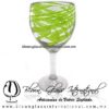 Copa Vino Hilo Jalado de Color Verde Lima, Fábrica de Vidrio Soplado Artesanal, made in México - Blown Glass Factory Store Tonala, Handcraft, Handmade.