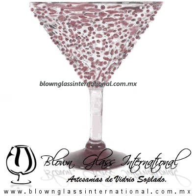 Copa Martini Granizado y Pie de Color Amatista, Amethyst, Artesanías de Vidrio Soplado - Blown Glass Copa Martini Granizado y Pie de Color Amatista, Amethyst, Artesanías de Vidrio Soplado - Blown Glass
