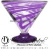 Copa Martini Postre Hilo Jalado y Pie de Color Morado, Purple, Artesanías de Vidrio Soplado - Blown Glass