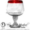 Copa Chabela Borde de color Rojo, Fábrica de Vidrio Soplado Artesanal, made in México - Blown Glass Factory Store Tonala, Handcraft, Handmade.