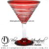 Copa Martini Espiral Borde y Pie de Color Rojo, Red, Artesanías de Vidrio Soplado - Blown Glass