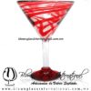 Copa Martini Hilo Jalado y Pie de Color Rojo, Red, Artesanías de Vidrio Soplado - Blown Glass