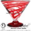 Copa Martini Postre Hilo Jalado y Pie de Color Rojo, Red, Artesanías de Vidrio Soplado - Blown Glass