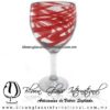 Copa Vino Hilo Jalado de Color Rojo, Fábrica de Vidrio Soplado Artesanal, made in México - Blown Glass Factory Store Tonala, Handcraft, Handmade.
