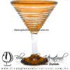 Copa Martini Espiral Borde y Pie de Color Naranja, Orange, Artesanías de Vidrio Soplado - Blown Glass