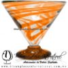 Copa Martini Postre Hilo Jalado y Pie de Color Naranja, Orange, Artesanías de Vidrio Soplado - Blown Glass