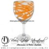 Copa Vino Hilo Jalado de Color Naranja, Fábrica de Vidrio Soplado Artesanal, made in México - Blown Glass Factory Store Tonala, Handcraft, Handmade.