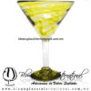 Copa Martini Hilo Jalado y Pie de Color Amarillo, Yellow, Artesanías de Vidrio Soplado - Blown Glass