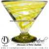 Copa Martini Postre Hilo Jalado y Pie de Color Amarillo, Yellow, Artesanías de Vidrio Soplado - Blown Glass