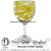 Copa Vino Hilo Jalado de Color Amarillo, Fábrica de Vidrio Soplado Artesanal, made in México - Blown Glass Factory Store Tonala, Handcraft, Handmade.