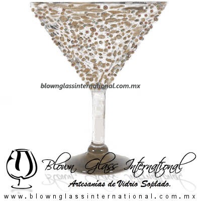 Copa Martini Granizado y Pie de Color Chocolate, Brown, Artesanías de Vidrio Soplado - Blown Glass Copa Martini Granizado y Pie de Color Chocolate, Brown, Artesanías de Vidrio Soplado - Blown Glass