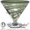 Copa Martini Postre Borde e Hilo Jalado de Color Verde Olivo, Olive Green, Artesanías de Vidrio Soplado - Blown Glass