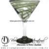 Copa Martini Hilo Jalado y Pie de Color Verde Olivo, Olive Green, Artesanías de Vidrio Soplado - Blown Glass
