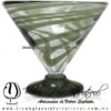Copa Martini Postre Hilo Jalado y Pie de Color Verde Olivo, Olive Green, Artesanías de Vidrio Soplado - Blown Glass