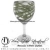 Copa Vino Hilo Jalado de Color Verde Olivo, Fábrica de Vidrio Soplado Artesanal, made in México - Blown Glass Factory Store Tonala, Handcraft, Handmade.